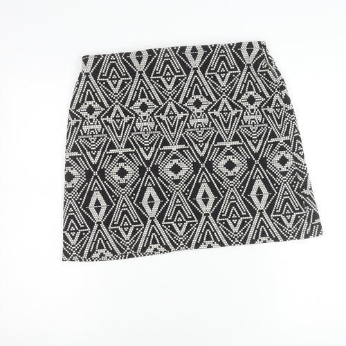 Marks and Spencer Women's Black Geometric Skirt, Size 14