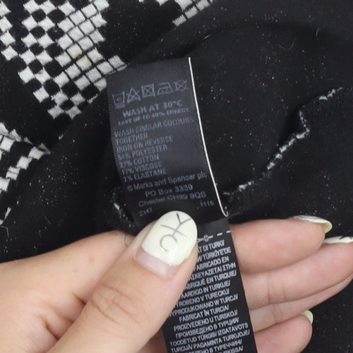 Marks and Spencer Women's Black Geometric Skirt, Size 14
