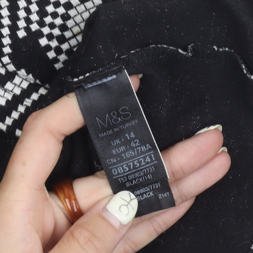 Marks and Spencer Women's Black Geometric Skirt, Size 14