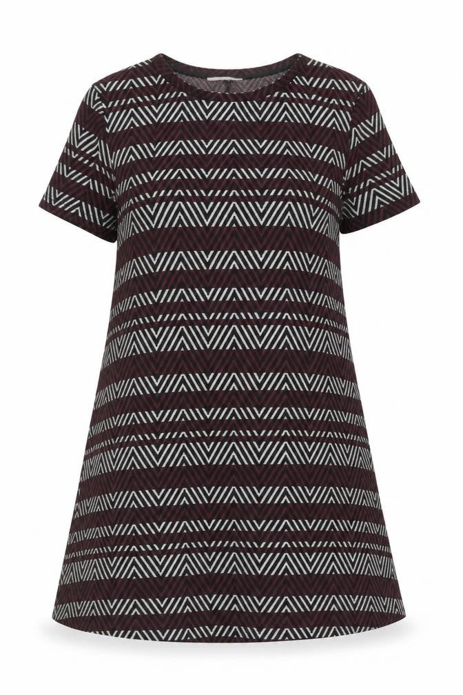 Front view of Zara Women's Multicoloured Geometric Shift Dress, size 12