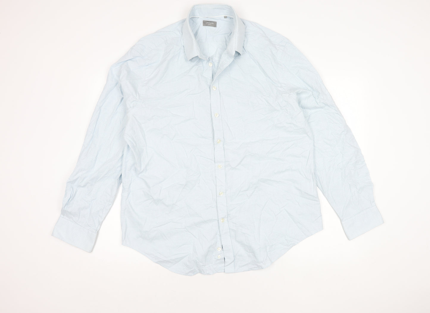 Jaeger Men's Blue Slim Fit Checked Shirt 17.5
