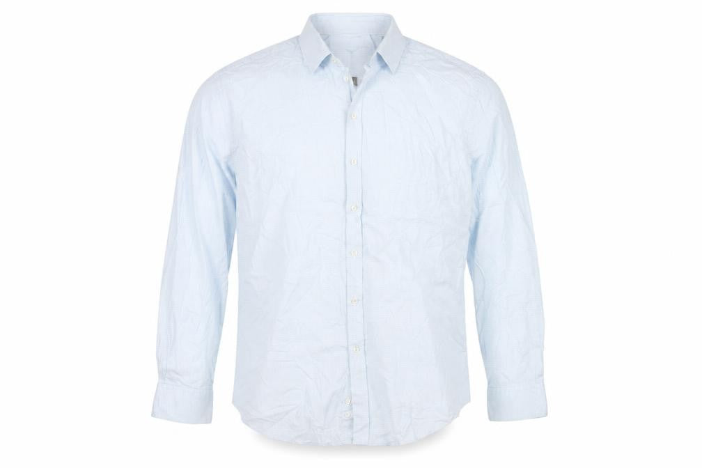 Front view of Jaeger Men's Blue Slim Fit Checked Shirt 17.5