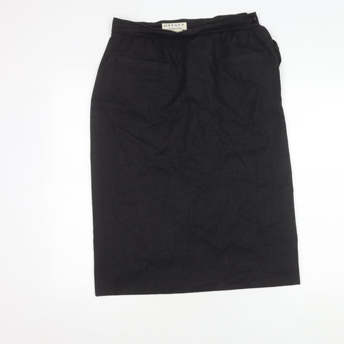 Jaeger Women's Black Wool Pencil Skirt Size 14