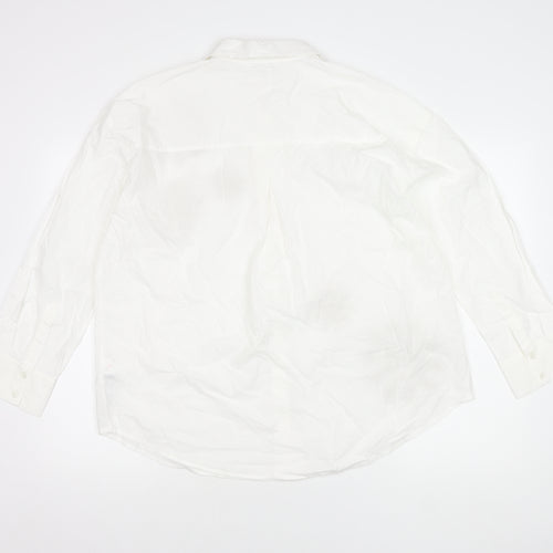 Marks and Spencer Women's White Embroidered Button-Up Shirt