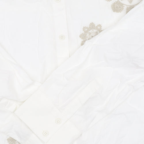 Marks and Spencer Women's White Embroidered Button-Up Shirt
