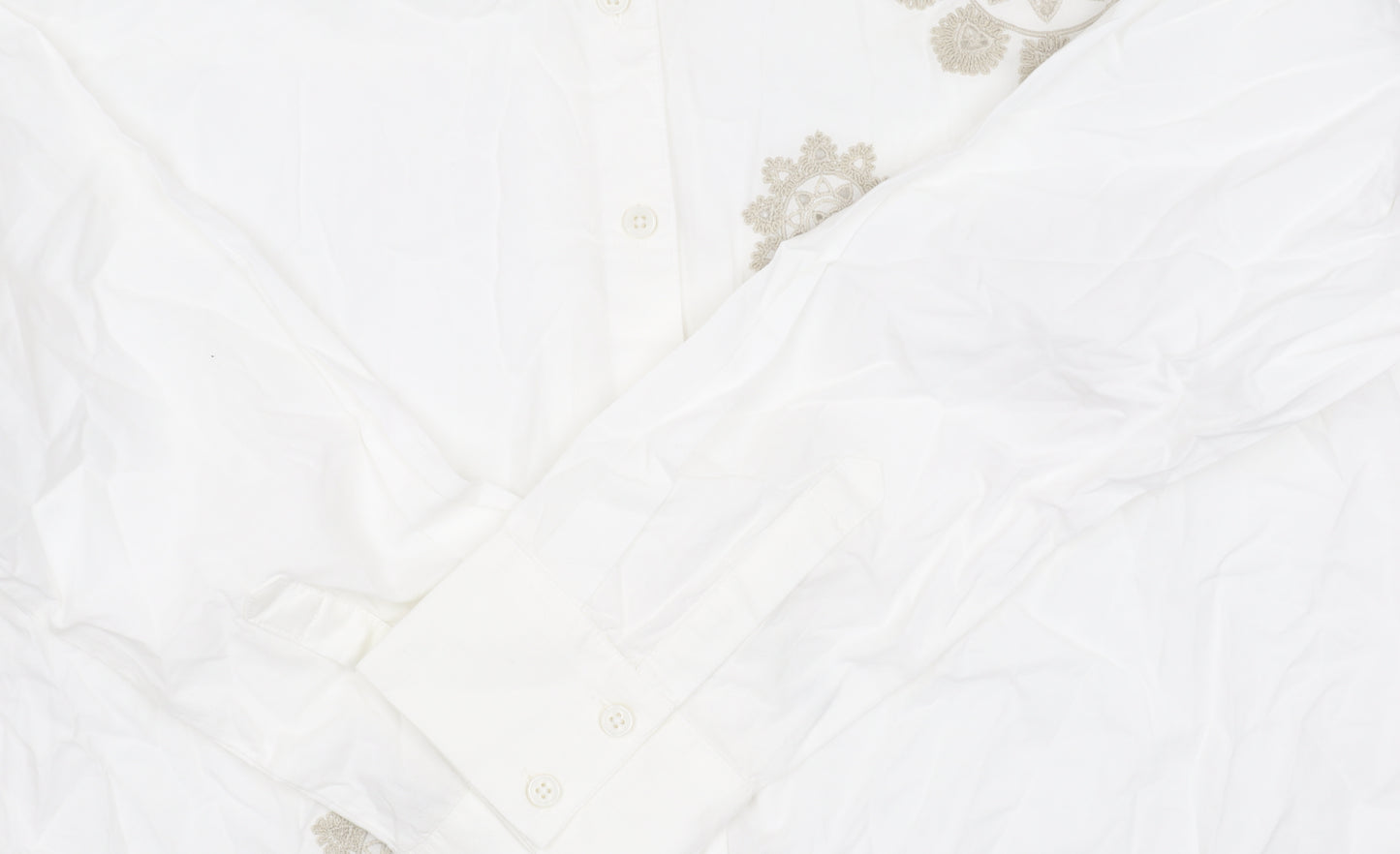 Marks and Spencer Women's White Embroidered Button-Up Shirt