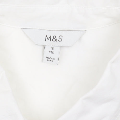 Marks and Spencer Women's White Embroidered Button-Up Shirt