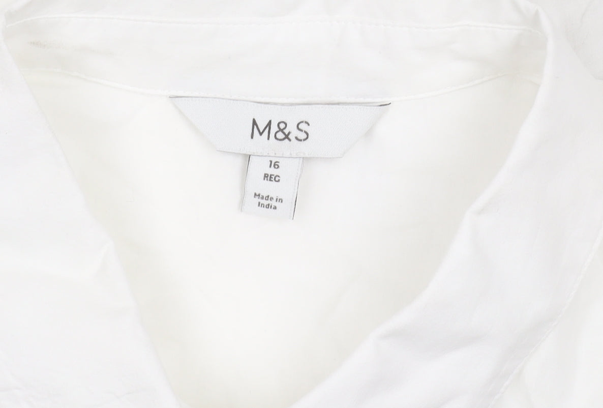 Marks and Spencer Women's White Embroidered Button-Up Shirt