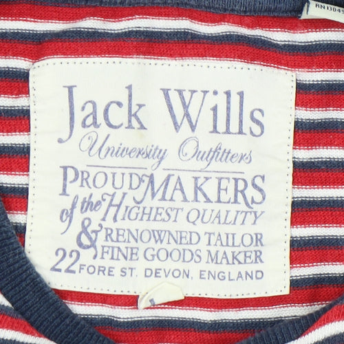 Jack Wills Men's Striped T-Shirt Small Red, Blue