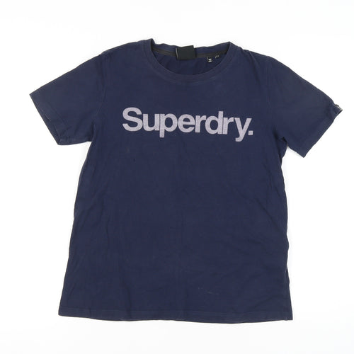 Superdry Women's Blue T-Shirt UK 8 Casual Cotton