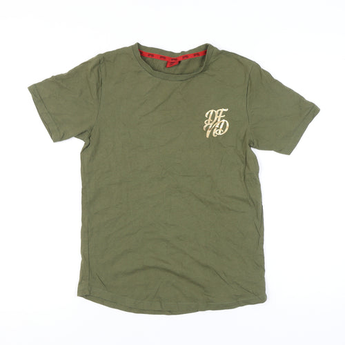 DFND Boys' Green T-Shirt, Size 13-14, Logo Accent