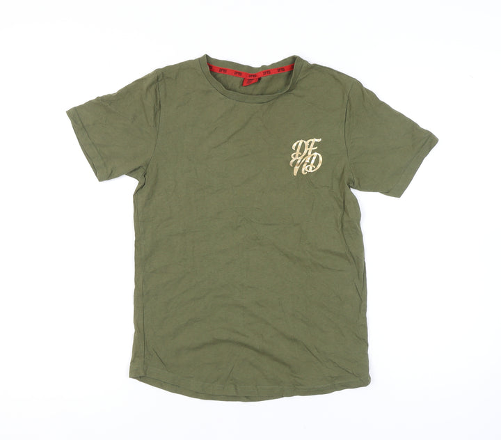 DFND Boys' Green T-Shirt, Size 13-14, Logo Accent