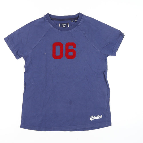 Superdry Unisex Blue T-Shirt, Size 8, Casual, Sports Style