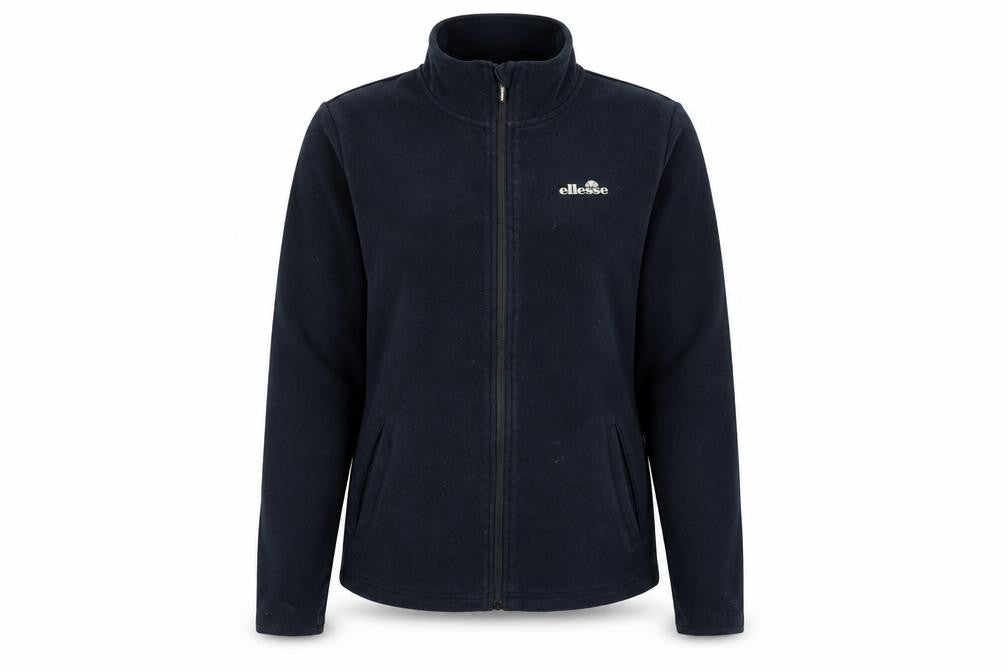 Front view of Ellesse Women's Black Zip Jacket, size L, Logo Accent