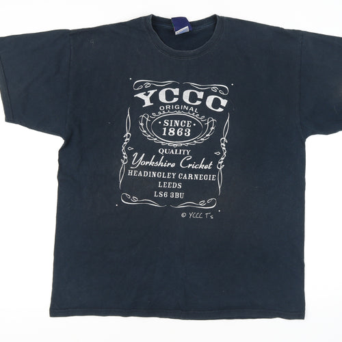 YCCC Men's Black XL Cotton Sports Graphic Tee