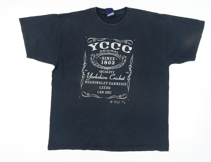 YCCC Men's Black XL Cotton Sports Graphic Tee