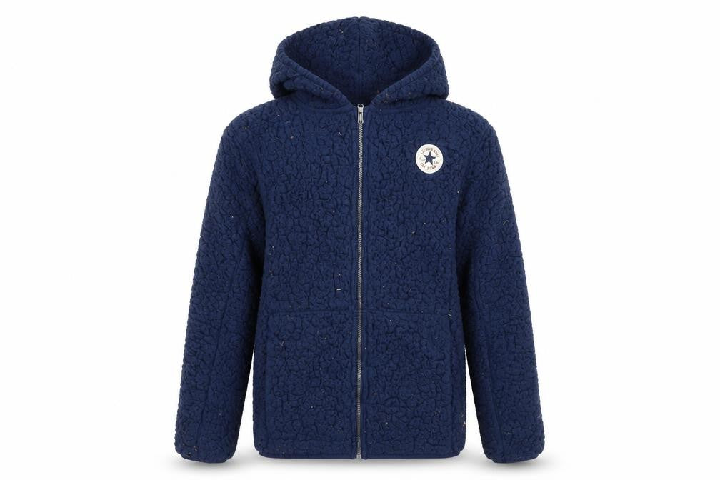 Front view of Converse boys’ blue fleece full zip hoodie xl