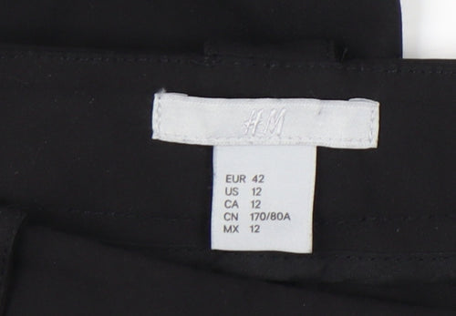 H&M Women's Black Flat Front Trousers Size 14