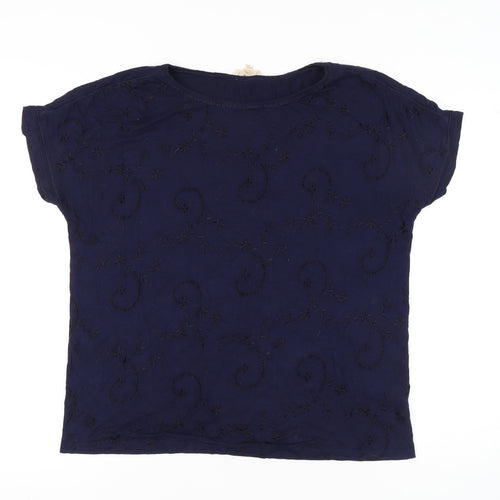 Phase Eight Women's Blue Embroidered T-Shirt, Size 16