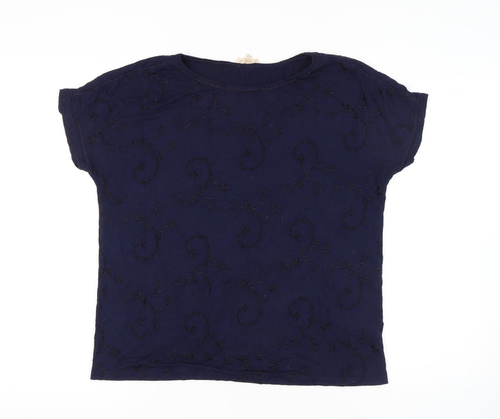 Phase Eight Women's Blue Embroidered T-Shirt, Size 16