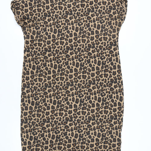 Next Women's Brown Animal Print Shift Dress Size 12