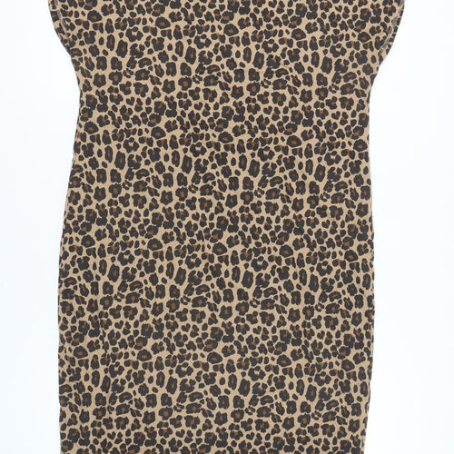 Next Women's Brown Animal Print Shift Dress Size 12