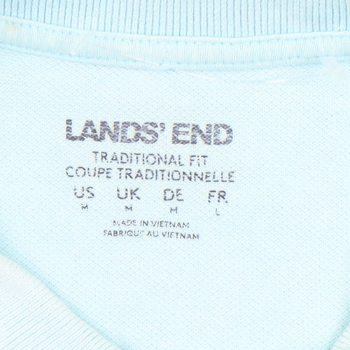 Lands' End Men's Blue Polo Shirt, M, Casual, Cotton