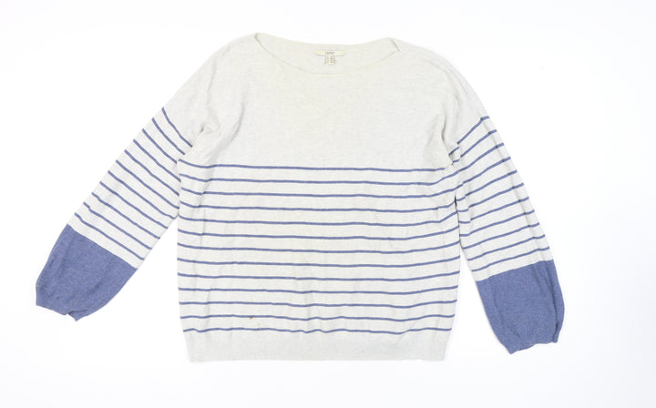 Esprit Women’s Blue Striped 2XL Pullover Jumper