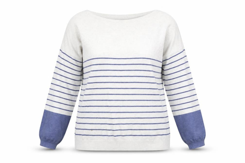 Front view of ESPRIT Women’s Blue Striped 2XL jumper