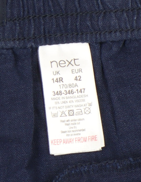 Next Women's Blue Linen Trousers Size 14