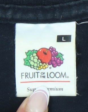 Fruit of the Loom Men's Black Funny T-Shirt - Size L