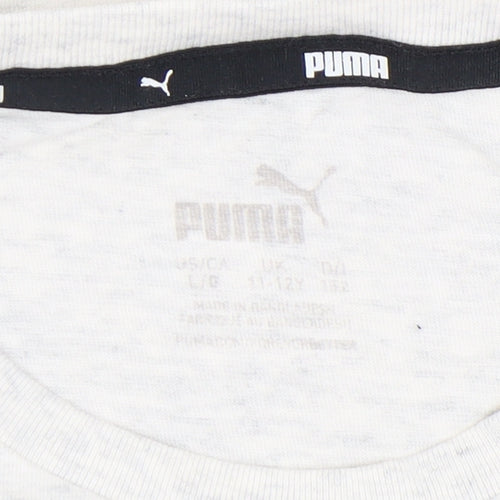 Puma Girls Ivory Cropped T-Shirt Logo Size 11-12 Years