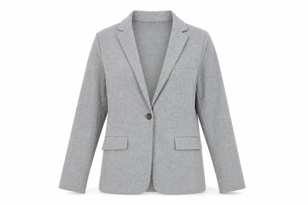 Front view of Uniqlo Women's Grey Blazer, size S, Single-Breasted