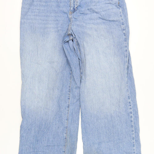 New Look Blue Wide-Leg Jeans Women Size 16 Regular Fit