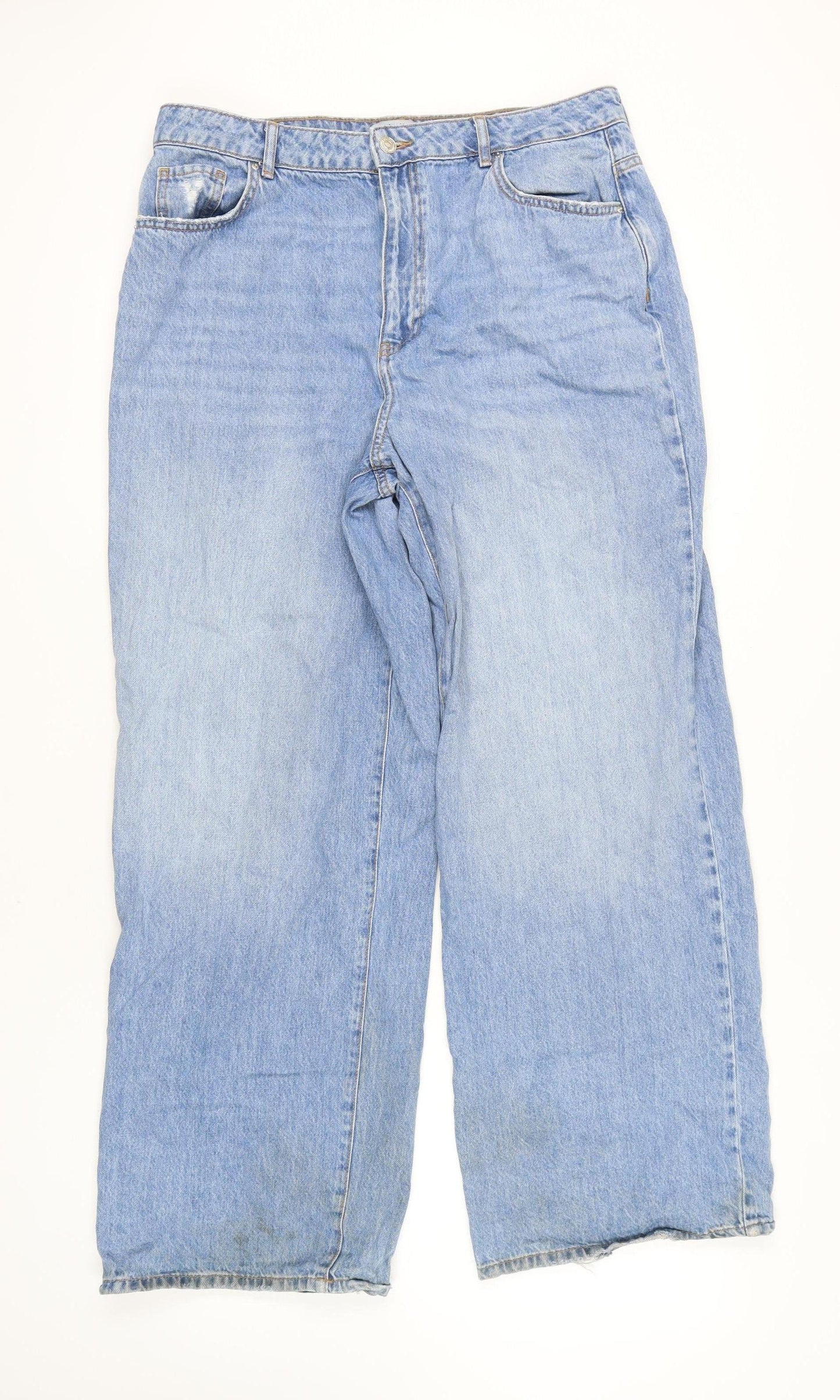 New Look Blue Wide-Leg Jeans Women Size 16 Regular Fit