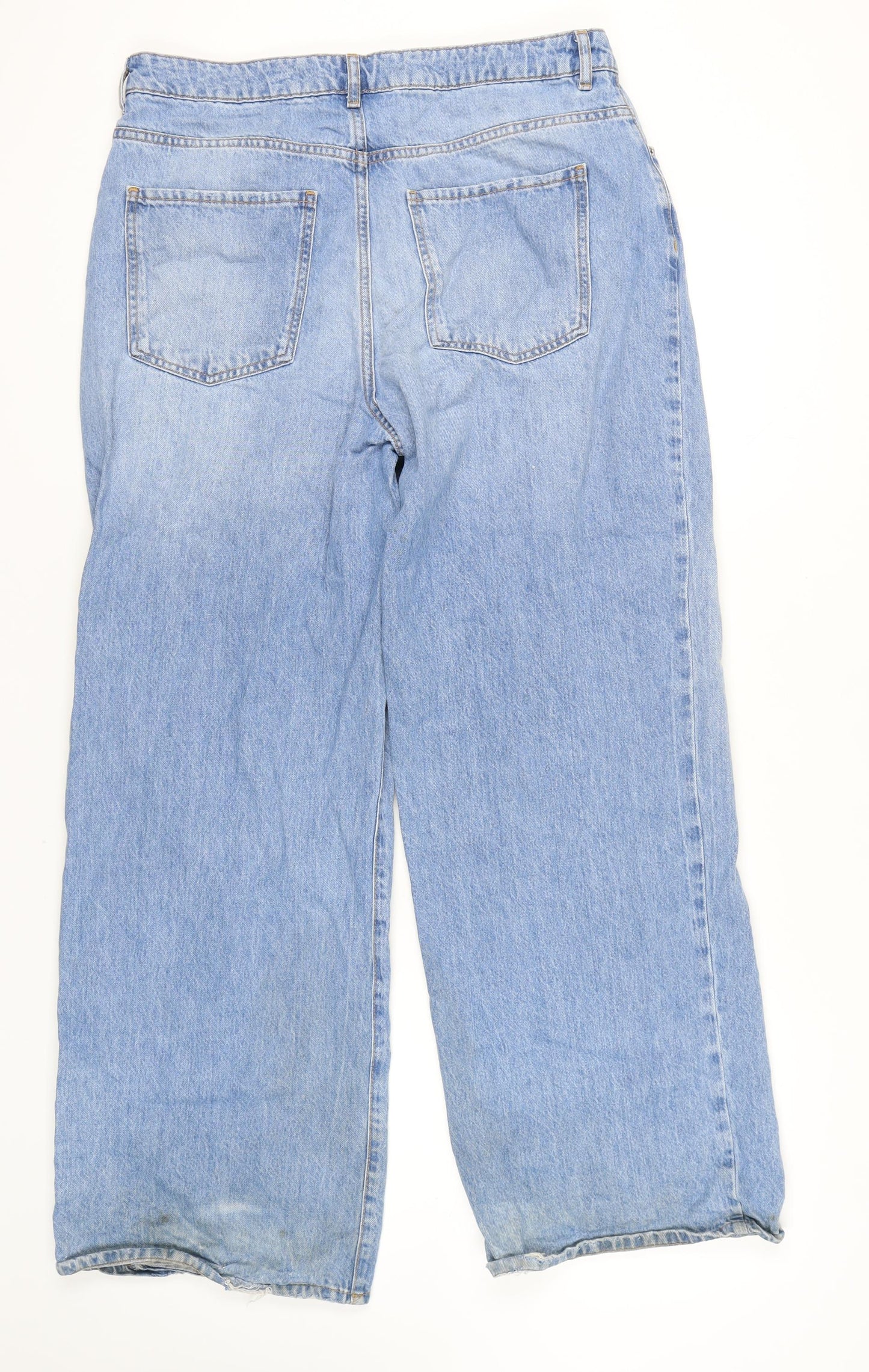 New Look Blue Wide-Leg Jeans Women Size 16 Regular Fit