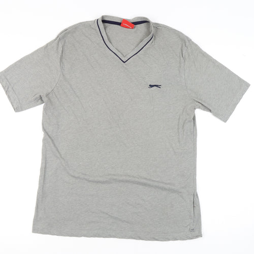 Slazenger Grey V-Neck Men's Short Sleeve T-Shirt, M