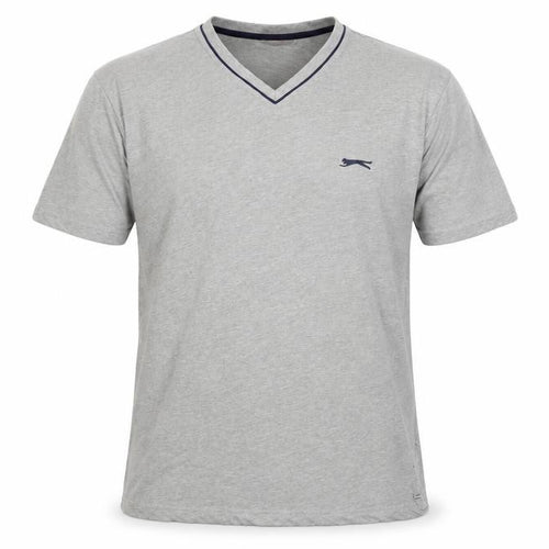 Slazenger Grey V-Neck Men's Short Sleeve T-Shirt, M