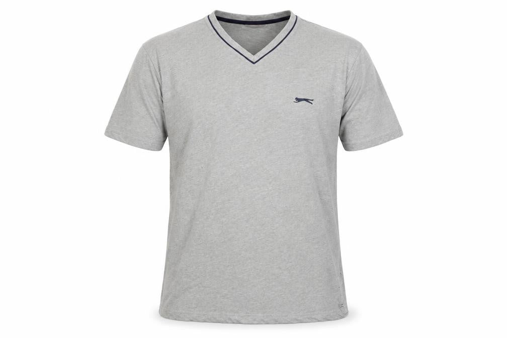 Slazenger Grey V-Neck Men's Short Sleeve T-Shirt, M