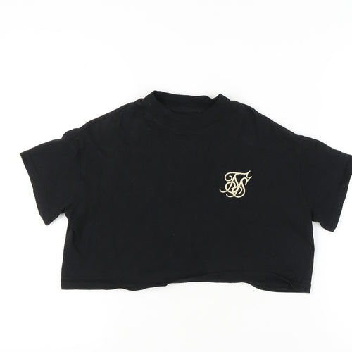 SikSilk Women's Black Cropped T-Shirt Size 6