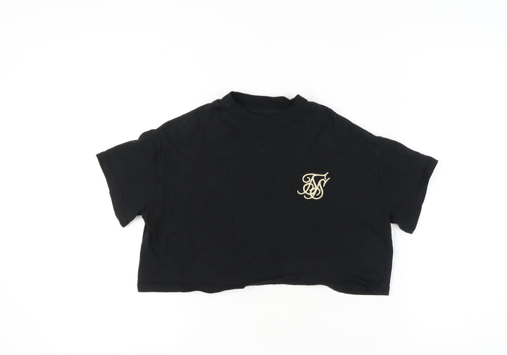 SikSilk Women's Black Cropped T-Shirt Size 6