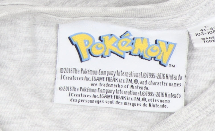 Pokémon Men’s Grey Pikachu Anime T-Shirt L