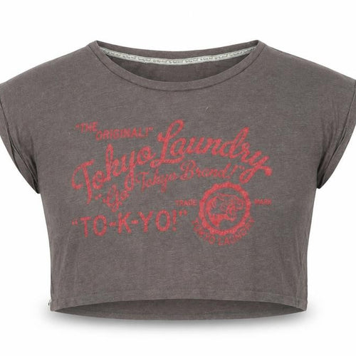 Tokyo Laundry Women's Grey Cropped T-Shirt, Size 12, Cotton
