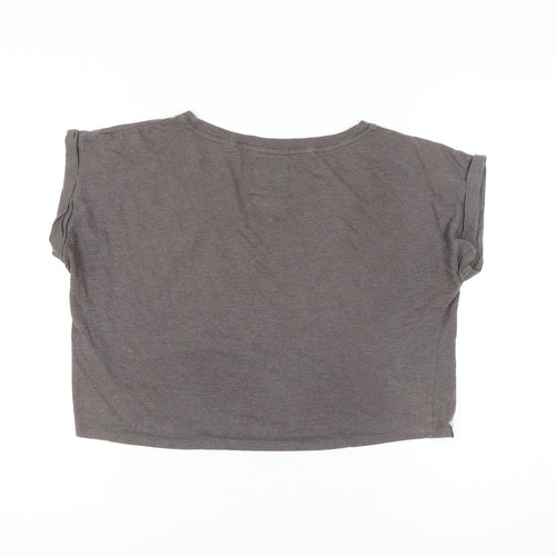 Tokyo Laundry Women's Grey Cropped T-Shirt, Size 12, Cotton