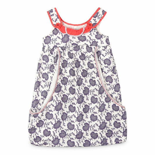 Jean Bourget Girls A-Line Floral Cotton Dress Size 6 Sleeveless