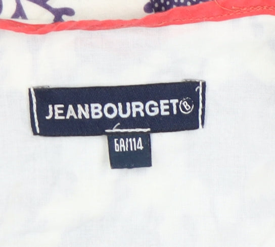 Jean Bourget Girls A-Line Floral Cotton Dress Size 6 Sleeveless