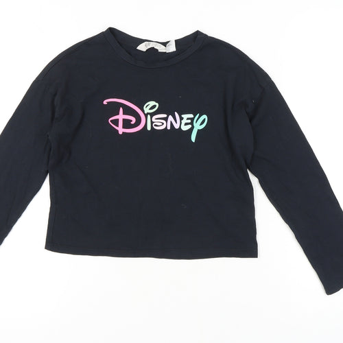 H&M Disney Girls Black Long Sleeve T-Shirt, 11-12 Years