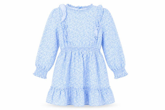 Marks and Spencer Girls Blue Floral Long Sleeve Dress 9-10 Y