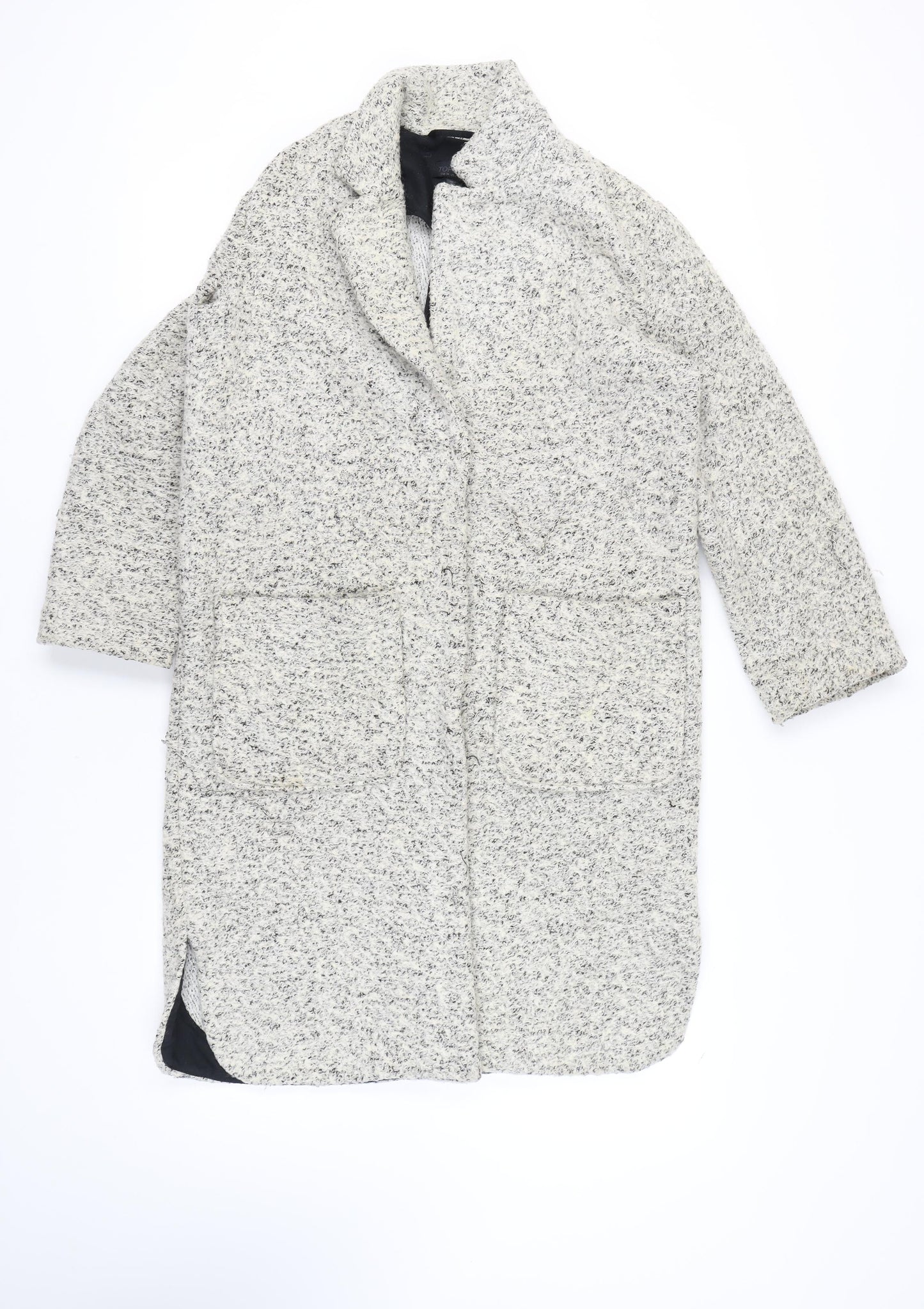 Topshop Women's Grey Long Wool Overcoat, Size 6