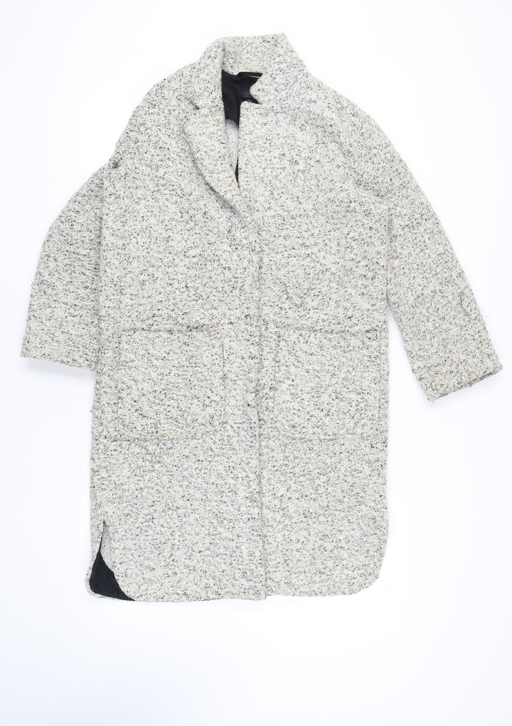 Topshop Women's Grey Long Wool Overcoat, Size 6